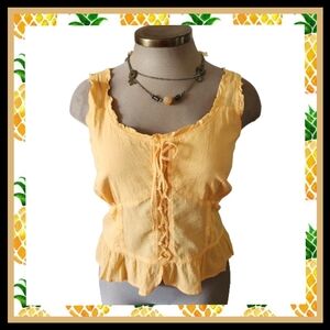 CANTALOPE ☆ GAUZE ☆  LACE-UP ☆ CAMISOLE TOP ☆ 2x ☆ NWT